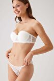 Ekru 4563 Pisa Destekli / Push - Up Straplez Dantelli Sütyen Takimi