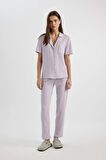 DeFacto Kısa Kollu Pijama Üstü-Fall in Love B6189AX24SPPR77