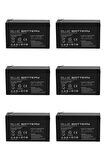 6 Adet Blue Battery 12v 7ah- Bakımsız Kuru Akü 2024 Haziran Üretim 12 Volt 7 Amper