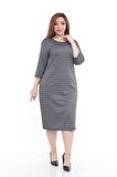 Büyük Beden Cepli Kışlık Esnek Elbise 6E-2247