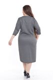 Büyük Beden Cepli Kışlık Esnek Elbise 6E-2247