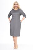Çift Cepli Kışlık Büyük Beden Elbise 6E-2477