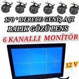tarım araçlarına uyumlu 10 Inç 6 Kanallı monitör ve 6 adet 170 '' geniş açılı balık gözü lens kameralı Araç Monitörü Go-6006