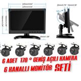tarım araçlarına uyumlu 10 Inç 6 Kanallı monitör ve 6 adet 170 '' geniş açılı balık gözü lens kameralı Araç Monitörü Go-6006