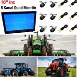 10 Inç 6 Kanallı 6 Kameralı Araç Monitörü Go-6006 Traktör Biçerdöver Ve Tüm Iş Makinelerine KAYIT YAPMAZ 12 VOLT