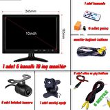 10 Inç 6 Kanallı 6 Kameralı Araç Monitörü Go-6006 Traktör Biçerdöver Ve Tüm Iş Makinelerine KAYIT YAPMAZ 12 VOLT