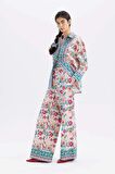 DeFacto Lug Von Siga x DeFacto Poplin Kumaş Pantolon Wide Leg Geniş Paça Desenli Normal Bel C1133AX24SMWT32