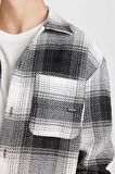 DeFacto Siyah Relax Fit Polo Yaka Kareli Oduncu Flanel Uzun Kollu Gömlek Ceket D4281AX24AUBK81