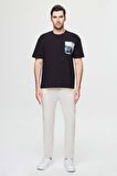 Oversize Siyah Baskılı %100 Pamuk T-shirt 2EC14ORT05210