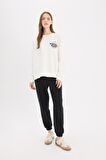 DeFacto Oversize Geniş Kalıp Bisiklet Yaka Sırt Baskılı Kalın Kumaş Sweatshirt E4934AX25SPWT32