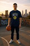 Erkek  Oversize Nets Baskılı Pamuklu T-Shirt