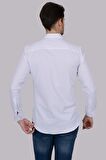 Beyaz Sedef Düğmeli Slimfit Erkek Gömlek