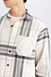 DeFacto Regular Fit Polo Yaka Kareli Oduncu Flanel Uzun Kollu Gömlek D4133AX24WNER103