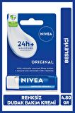 Nivea Original Care Renksiz Dudak Bakım Kremi 4.8gr, 24 Saat Nemlendirici, Besleyici, Shea Yağı