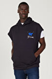 Loose Fit Kapüşonlu Kısa Kollu Pamuklu Sweatshirt