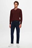Ds Damat Regular Fit Bordo Düz V Yaka Triko Kazak 5HF06ORT12003 5HF06ORT12003