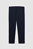 Slim Fit Lacivert Armürlü Yan Beli Lastikli Esnek Likralı Yandan Cepli Chino Pantolon 2HCC3ORT20001
