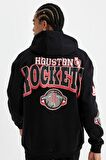 DeFactoFit NBA Houston Rockets Comfort Fit Kapüşonlu Sırt Baskılı Kalın Sweatshirt C9276AX24AUBK81