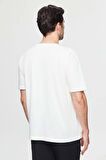 Oversize Beyaz Baskılı %100 Pamuk T-shirt 2EC14ORT05210