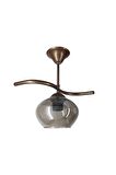Fuji Bronz Tekli Füme Yatsı Camlı Avize | Kaliteli Modern Metal Avize