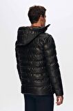 Slim Fit Kahverengi Su Itici Rüzgar Geçirmez Elyaf Dolgulu Deri Görünümlü Çıkarılabilir Kap 1HF07ORT01910
