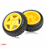 Tt Tekerlek 2.5x6,8cm Plastik Sarı Oyuncak Araba Rubber Lastik Robot Tekerlek Akılı Araç Oyuncak