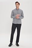 Altınyıldız Classics Slim Fit Düğmeli Yaka Açık Gri Erkek Gömlek 4A2024100021