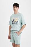DeFacto Art Hokusai Comfort Regular Fit Rahat Kalıp Bisiklet Yaka Ağır Kumaş Kısa Kollu Tişört A8916AX24SPBE525