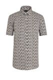 Yeşil Desenli Slim Fit Gömlek | XS