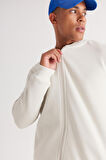 Erkek Bej Standart Fit Normal Kesim Içi Polarlı 3 Iplik Kolej Yaka Pamuklu Sweatshirt Ceket