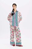 DeFacto Lug Von Siga x DeFacto Poplin Kumaş Pantolon Wide Leg Geniş Paça Desenli Normal Bel C1133AX24SMWT32