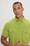 Slim Fit Dar Kesim %100 Pamuk Polo Yaka Tişört
