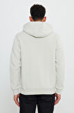 Erkek Bej Standart Fit Normal Kesim Içi Polarlı 3 Iplik Kapüşonlu Fermuarlı Sweatshirt Ceket