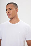 %100 Organik Pamuklu Erkek Beyaz Slim Fit Dar Kesim Bisiklet Yaka Tişört