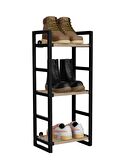stickwood 3 Katlı Süper Kalite Siyah Ahşap Kitaplık & Ayakkabılık Banyo Mutfak Oyuncak Dolabı Raf SW-2503