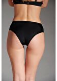 Eros Kadın Lazer Kesim Silikonlu Slip Siyah