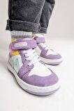 mnpc Unisex Çocuk Lila-Pembe Hakiki Deri Anatomik Sneakers Bot