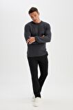 DeFacto Standart Fit Normal Kesim Bisiklet Yaka Dokulu Triko Kazak C8814AX24WNAR184
