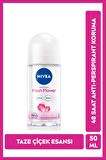 Nivea Kadın Roll-on Deodorant Fresh Flower 50ml, Ter Kokusuna Karşı 48 Saat Koruma, Taze Çiçek Esansı