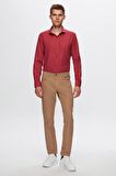 Erkek Gömlek Slim Fit Bordo Renk 6EF02ORT00288