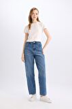 DeFacto Carrot Fit Yüksek Bel Bilek Boy Jean Yıkamalı Pantolon D8355AX24AUNM28