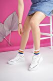 Muggo Happy Garantili Kadın Ortopedik Günlük Bağcıklı Şık Rahat Sneaker Spor Ayakkabı