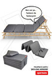 XPERMATE Katlanır Şezlong Minderi Fermuarlı Çantalı Cepli FoldPack 30x60x25cm Antrasit