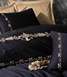 Cotton Box Brode Nakışlı Çift Kişilik Saten Nevresim Takımı Gloria Gold
