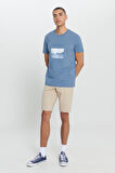 Standart Fit Normal Kesim %100 Pamuk Baskılı Bisiklet Yaka Tişört