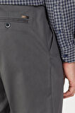 Erkek Gri Slim Fit Dar Kesim Gabardin Kumaş Desenli Pamuklu Esnek Beli Lastikli Pantolon