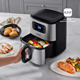 Homend Airfrday 2503H 8 Farklı Program Dokunmatik Ekran 4,2 Litre Smart Airfryer (Wi-Fi ile Kontrol)