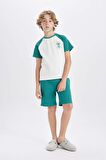 DeFacto Erkek Çocuk Waffle Pijama Takımı Baskılı Kısa Kollu Üst Şort C5501A824SMWT32