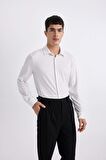 DeFacto Slim Fit Dar Kesim Polo Yaka Çizgili Uzun Kollu Gömlek B6487AX24SPWT34