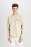 Boxy Fit Bisiklet Yaka Sırt Baskılı Sweatshirt